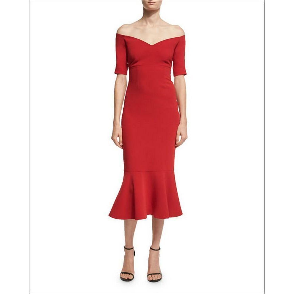 Cinq a Sept Marta Red Off Shoulder Midi Dress 2